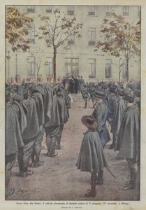 Nuevas fuerzas a la patria, el solemne juramento de dos mil reclutas de tercera categoría, el 11 de noviembre, en Milán