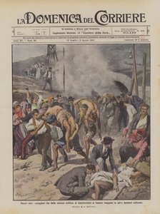 Héroes anónimos, valientes que de la mina de azufre en llamas de Casteltermini salvan a de Achille Beltrame
