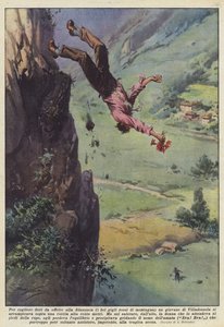 Para recoger flores para ofrecer a la novia (los hermosos lirios rojos de la montaña) un joven