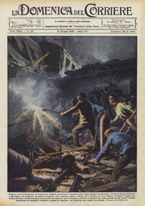 Milagrosamente ileso en el desastre ferroviario nocturno en la línea París-Ventimiglia de Achille Beltrame