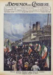 Regresan del África Oriental las primeras filas de combatientes que han conquistado un Imperio para Italia