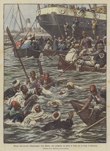 Regreso de la peregrinación anual desde La Meca, una catástrofe en el puerto de Túnez por la prisa de embarcarse de Achille Beltrame