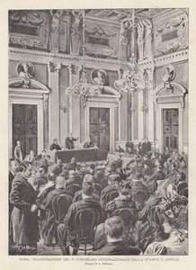 Roma, inauguración del 6º Congreso Internacional de la Prensa (5 de abril) de Achille Beltrame