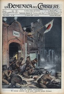 Segunda Guerra Sino-Japonesa (1937-1945): enfrentamientos cerca de Shanghái. Ilustración de Achille Beltrame en “La domenica del corriere” del 17/10/1937.