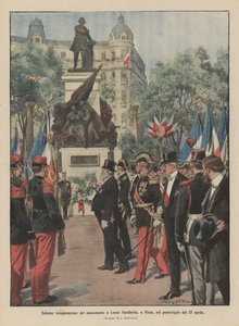 Solemne inauguración del monumento a León Gambetta, en Niza, en la tarde del 25 de abril de Achille Beltrame