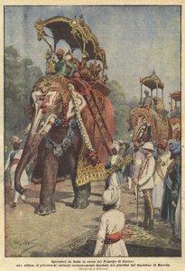 Esplendores de cuento de hadas en honor del Príncipe de Gales, un desfile de pintorescos elefantes