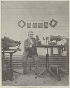 T. A. Edison trabajando en una nueva invención