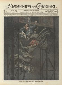 Terrible caída de dos mujeres desde un ascensor, en Nápoles de Achille Beltrame