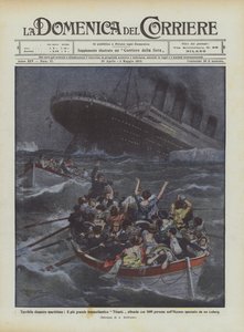 Terrible desastre marítimo, el mayor transatlántico Titanic se hunde con 1600 personas de Achille Beltrame