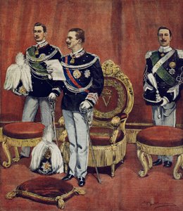 La toma de posesión del Rey Vittorio Emanuele III en la Cámara del Senado en Roma