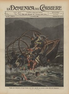 Trágico paseo dominical en el lago de Lecco, un barco volcado con diecinueve personas que todas se ahogaron de Achille Beltrame