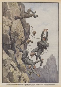 Tres alpinistas lombardos caen por la escarpada pared del torreón Magnaghi (Grigna meridional) aplastándose de Achille Beltrame