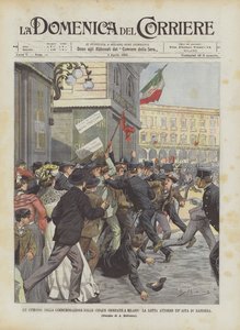 Un episodio de la conmemoración de las Cinco Jornadas en Milán, la lucha alrededor de un asta de bandera de Achille Beltrame