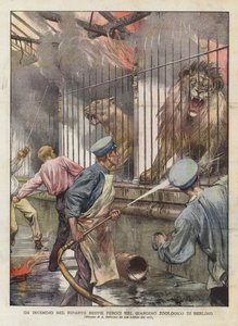 Un incendio en el reparto de bestias feroces en el zoológico de Berlín de Achille Beltrame