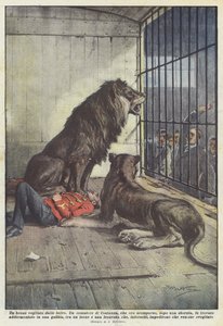 Un borracho vigilado por las fieras de Achille Beltrame