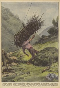 Un haz de leña, llegado a gran velocidad a la base del teleférico de una montaña cerca de Varese...