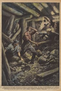 Un milagroso rescate en las minas de lignito de Castelnuovo (Arezzo) de Achille Beltrame