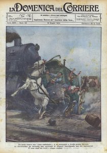 Un tren contra una casa ambulante de Achille Beltrame