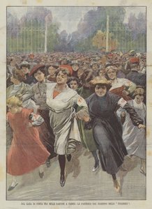 Una carrera entre mil costureras en París, la salida del Jardín de las Tullerías