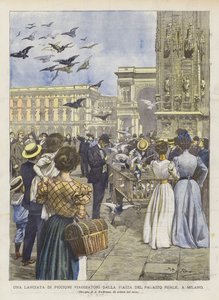 Una suelta de palomas mensajeras desde la plaza del Palacio Real, en Milán