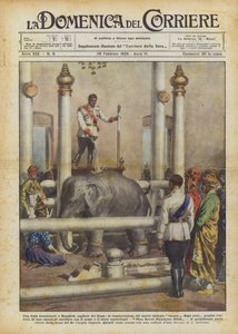 Una fiesta excepcional en Bangkok, capital de Siam, la consagración del nuevo elefante blanco de Achille Beltrame