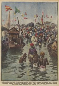 Una pintoresca fiesta en las orillas del Ganges