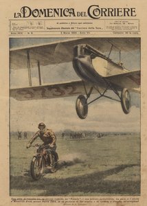 Un desafío de velocidad entre un pequeño avión, un Tignola, y una potente motocicleta de Achille Beltrame