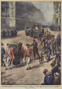 Un desfile original en las fiestas del Lord Mayor en Londres, el cortejo de la historia de los medios de transporte