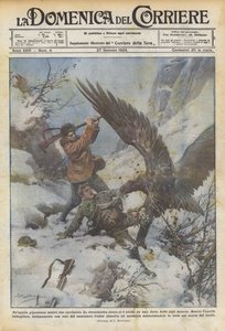 Un águila gigantesca contra dos cazadores de Achille Beltrame