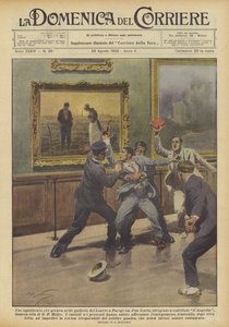Un desequilibrado que deambulaba por las galerías del Louvre en París, de repente... de Achille Beltrame