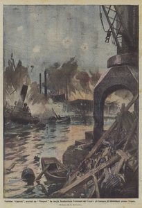 Veintidós Caproni, escoltados por Nieuport de caza, bombardean el Arsenal del Lloyd y los hangares