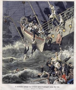 Naufragio del barco Larchmont frente a Nueva York en febrero de 1907 de Achille Beltrame