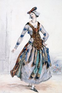 Mademoiselle Sophie, diseño de vestuario para una ópera, c1820-1857 de Achille Devéria
