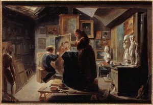 Pose de modelo, hacia 1838 (óleo sobre papel y lienzo)