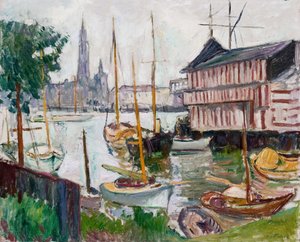 Puerto de yates en Sainte-Anne, Amberes de Achille Emile Othon Friesz