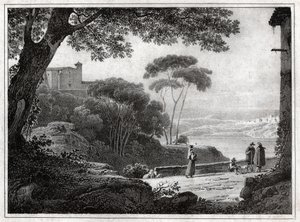 Lago Albano (grabado alrededor de 1820)