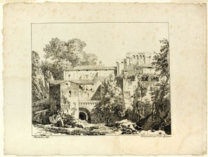 Paisaje con ruinas y viaducto de Achille Etna Michallon