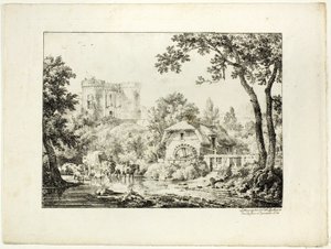 Paisaje con un Molino y Castillo de Achille Etna Michallon