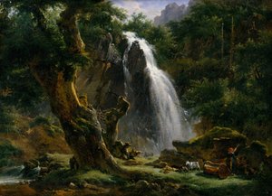 Cascada en Mont-Dore, 1818 de Achille Etna Michallon