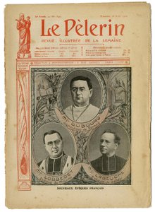 Ilustración de Achille Lemot (1846-1909) para la portada de Le Pelerin, 26/08/06 - Nuevos obispos ingleses - Religión Fe, Catolicismo - Obispos de Achille Lemot