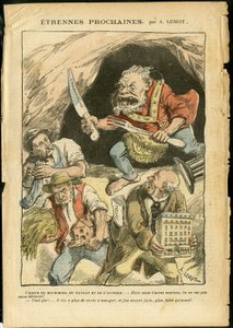 Ilustración de Achille Lemot (1846-1909) en Le Pelerin, 07/01/06 - Próximo extranjero - Agricultura, Colectivismo, Socialismo - Trabajador, Campesinos, Agricultores - Ogro/comer/tragar, Animalización