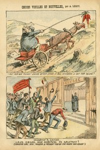 Ilustración de Achille Lemot (1846-1909) en Le Pelerin, 20/10/07 - cosas viejas y nuevas - Elíseo, Socialismo, Ministerio - Jaurès Jean, Ane - Portafolio