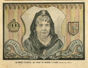 Ilustración de Achille Lemot (1846-1909) en Le Pelerin, 24/04/04 - Reina Isabel, que acaba de morir en París - París, España, Monarquía, Soberano Extranjero - Isabel II de España (1830-1904) de Achille Lemot