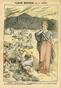 Ilustración de Achille Lemot en Le Pelerin, 26/06/04 - Trabajo vil - Republicano República, Religión Fe, Plata, Cámara de Diputados Hemiciclo, Bloque de Izquierda - Marianne, Francia (Alegoría de) - Lavado/Lavandería de Achille Lemot