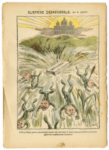 Ilustración de Achille Lemot en Le Pelerin, 26/08/06 - Sorpresa desagradable - Clerical/antirrepublicano, Fe religiosa, Vaticano, Expresiones, Catolicismo - Encíclica - Rana batracia - Animalización de Achille Lemot