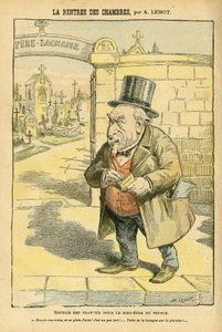 Ilustración de Achille Lemot (1846-1909) en Le Pelerin, 29/05/04 - La vuelta de las habitaciones - Religión Fe, Cementerio, Bloque de izquierdas, Luto Funerales, Père Lachaise, Catolicismo - Laicización del espacio religioso, Laicidad Laicos