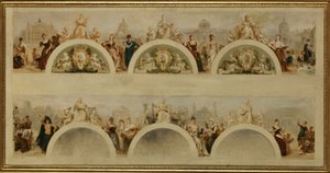 La ciudad de París ofrece a todas las naciones la hospitalidad de sus escuelas de arte, museos y establecimientos científicos - Boceto del vestíbulo del Hôtel de Ville de París de Achille Sirouy