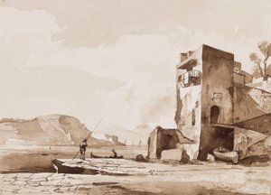 Posiblemente una vista desde Posillipo, con el Vesubio en la distancia, con adiciones de un alumno de Borbone
