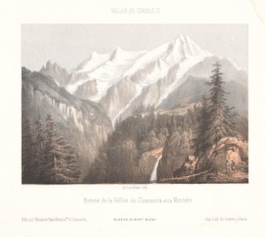 Vista de Chamonix con el río Mer-de-Glace y el río Druille
Chamonix, le Glacier des Bois, et le Dru (título en el objeto)
Herinnering aan Chamonix-Mont-Blanc (título de la serie)
Museum du Mont-Blanc (título de la serie) de Ad. Cuvillier