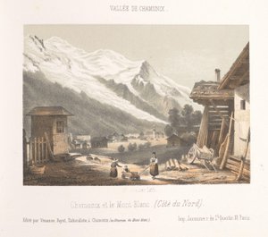 Vista del valle de Chamonix desde el paso de Les Montées
Entrada al Valle de Chamonix en Les Montées (título en el objeto)
Herinnering aan Chamonix-Mont-Blanc (título de la serie)
Museum du Mont-Blanc (título de la serie en el objeto) de Ad. Cuvillier